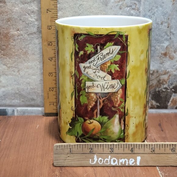 Decorative Crock Wine Chiller Vase Utensil Holder Good Friends Food Wine - Picture 10 of 10